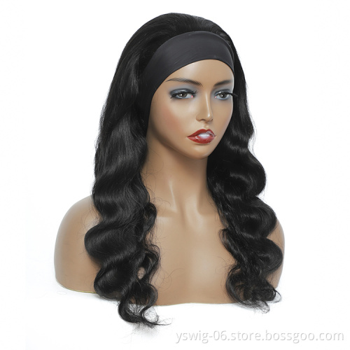 Factory Price 10a Grade Natural Color Body Wave Raw Virgin Brazilian Hair Headband Wigs Human Hair Wig for Black Woman